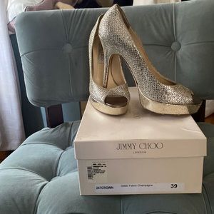 Jimmy Choo peep toe pump.